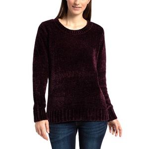 Orvis Women Chenille Crew Neck Long Sleeve Soft Purple Sweater